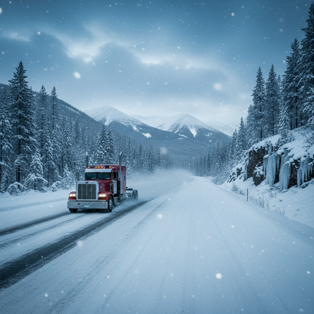 Winter truck preparation hero background