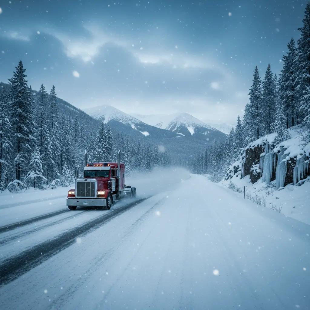 Winter truck preparation hero background