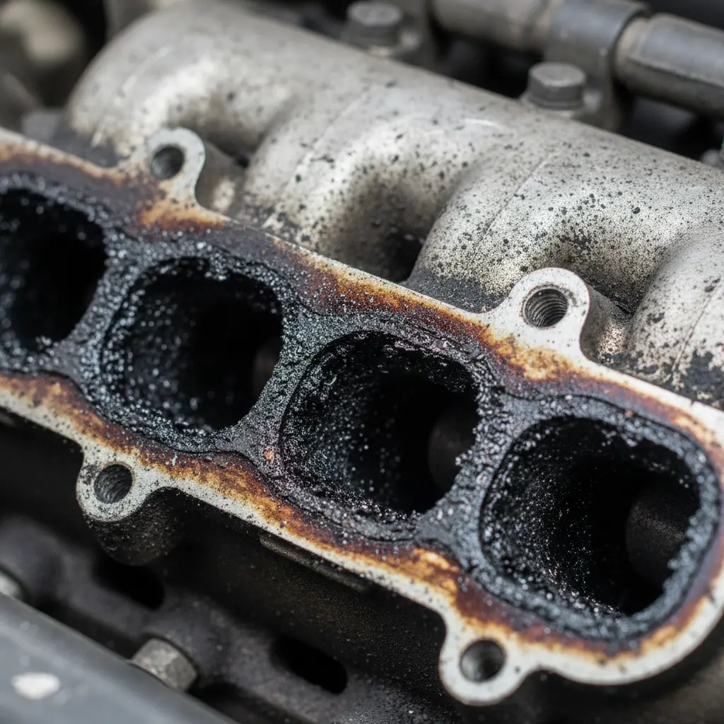 Carbon buildup caught during a diagnostics pull — confirming airflow and EGR issues before parts get ordered.
