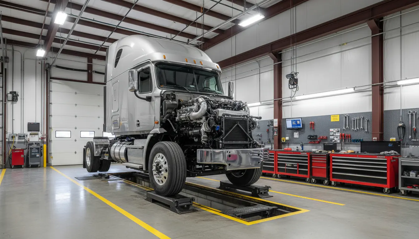 Innovative Truck Services bay with tractor in service